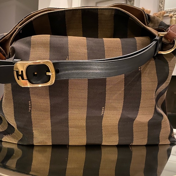 Fendi Stripped Canvas Hobo Bag - Picture 2 of 7